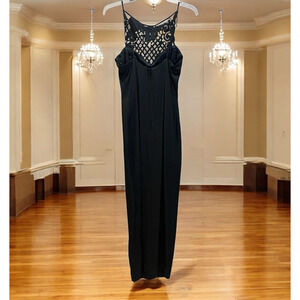 Vintage Scott McClintock Black Maxi Dress Women Size 10 Sleeveless 90's Formal